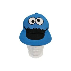 Sesame Street Baseball Cap Men L/XL Blue Black Cookie Monster Hat Fitted 6-Panel